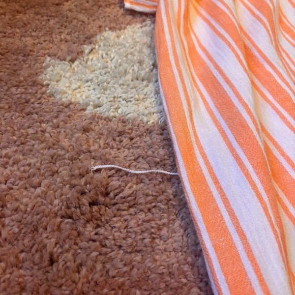 MICHAEL KORS Womens Orange Striped Flutter Sleeve Dress Sz L NEW - Linen Blend - Picture 8 of 8